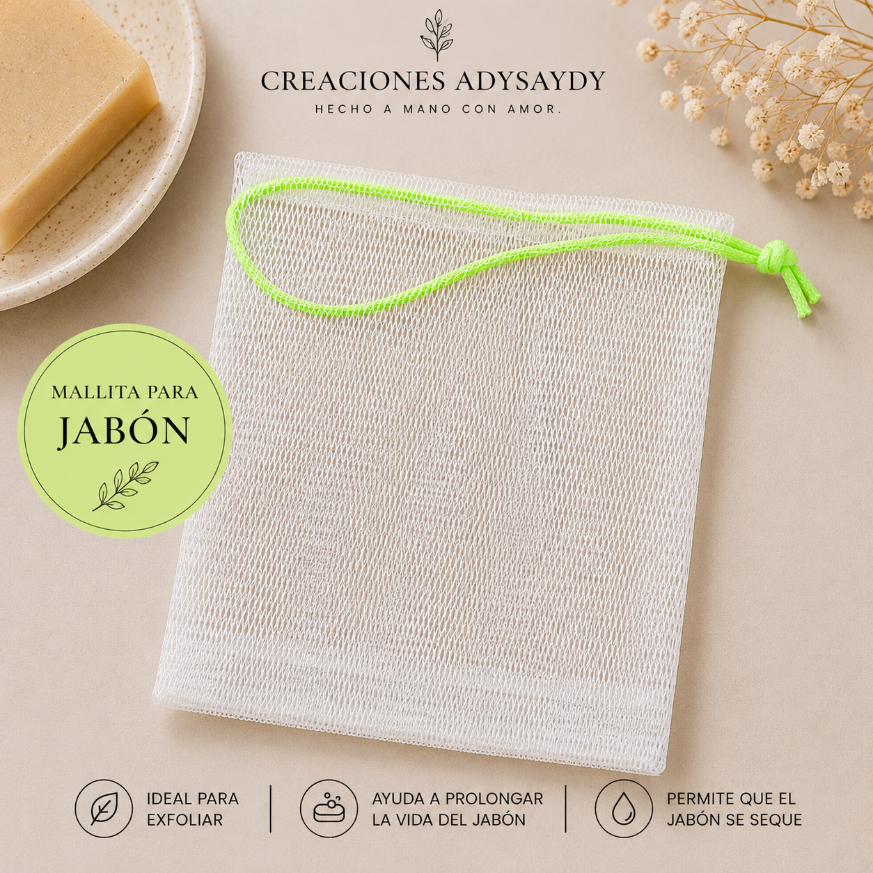 Bolsa Exfoliante para Jabón – Malla Reutilizable